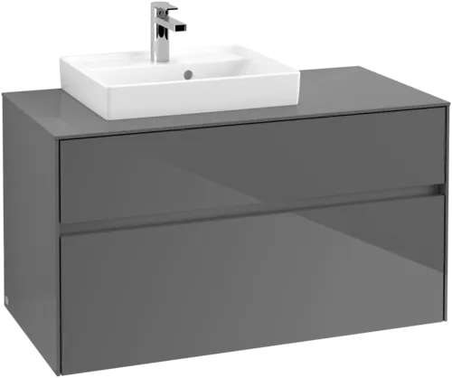 VILLEROY BOCH Toaletní skříňka Collaro, 2 výsuvy, 1000 x 548 x 500 mm, lesklá šedá / lesklá šedá #C01400FP