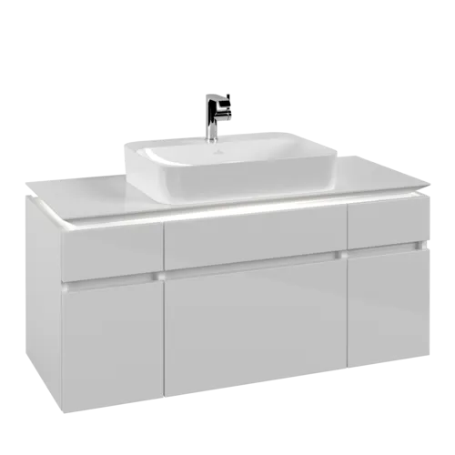 VILLEROY BOCH Legato toaletní skříňka, s osvětlením, 5 výsuvů, 1200 x 550 x 500 mm, lesklá bílá / lesklá bílá #B758L0DH