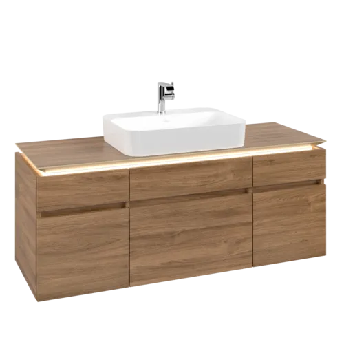 VILLEROY BOCH Legato toaletní skříňka, s osvětlením, 5 výsuvů, 1400 x 550 x 500 mm, dub Kansas / dub Kansas #B760L0RH