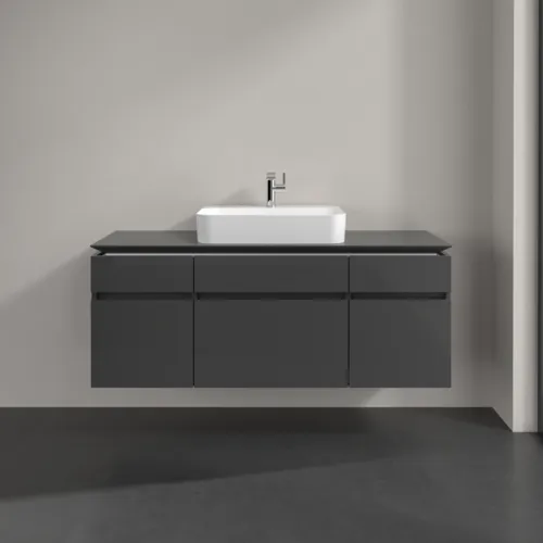 VILLEROY BOCH Legato toaletní skříňka, 5 výsuvů, 1400 x 550 x 500 mm, lesklá šedá / lesklá šedá #B76000FP, obrázek 3