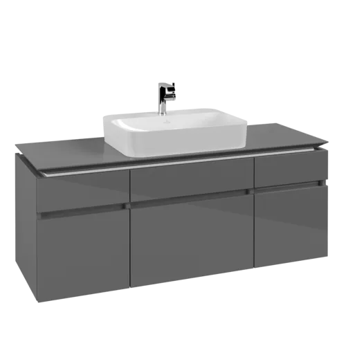 VILLEROY BOCH Legato toaletní skříňka, 5 výsuvů, 1400 x 550 x 500 mm, lesklá šedá / lesklá šedá #B76000FP