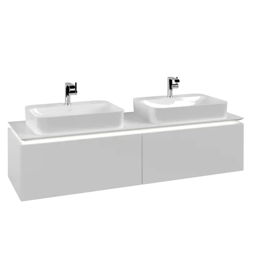 VILLEROY BOCH Legato toaletní skříňka, s osvětlením, 2 výsuvy, 1600 x 380 x 500 mm, bílá matná / bílá matná #B767L0MS