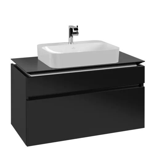 VILLEROY BOCH Legato toaletní skříňka, 2 výsuvy, 1000 x 550 x 500 mm, černý matný lak / černý matný lak #B75600PD