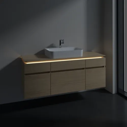 VILLEROY BOCH Legato toaletní skříňka, s osvětlením, 5 výsuvů, 1400 x 550 x 500 mm, severský dub / severský dub #B760L0VJ, obrázek 3