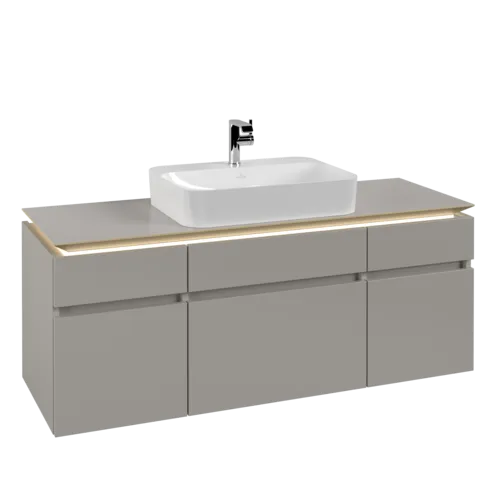 VILLEROY BOCH Legato toaletní skříňka, s osvětlením, 5 výsuvů, 1400 x 550 x 500 mm, Soft Grey / Soft Grey #B760L0VK