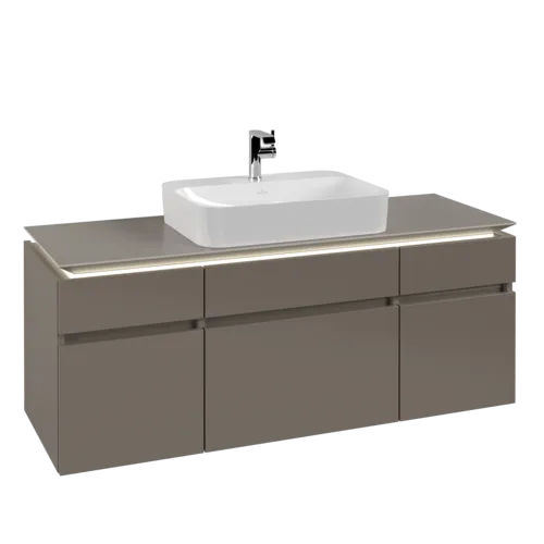 VILLEROY BOCH Legato toaletní skříňka, s osvětlením, 5 výsuvů, 1400 x 550 x 500 mm, Truffle Grey / Truffle Grey #B760L0VG