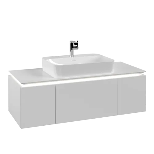 VILLEROY BOCH Legato toaletní skříňka, s osvětlením, 3 výsuvy, 1200 x 380 x 500 mm, bílá matná / bílá matná #B757L0MS