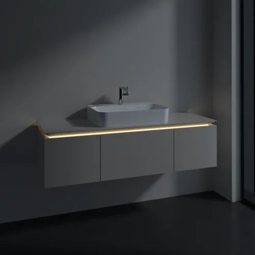 VILLEROY BOCH Legato toaletní skříňka, s osvětlením, 3 výsuvy, 1400 x 380 x 500 mm, Soft Grey / Soft Grey #B759L0VK, obrázek 3