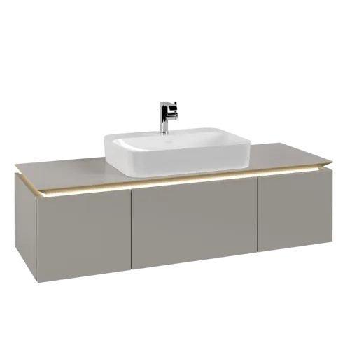 VILLEROY BOCH Legato toaletní skříňka, s osvětlením, 3 výsuvy, 1400 x 380 x 500 mm, Soft Grey / Soft Grey #B759L0VK