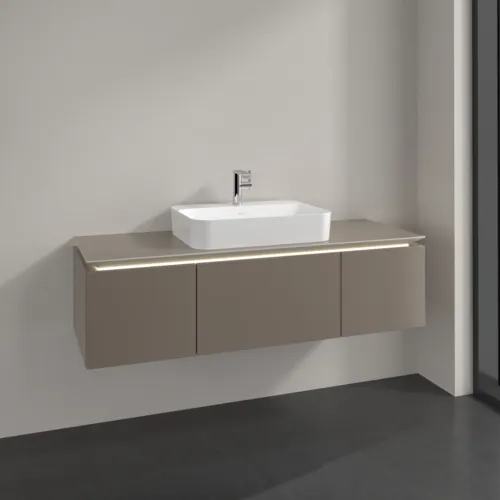 VILLEROY BOCH Legato toaletní skříňka, s osvětlením, 3 výsuvy, 1400 x 380 x 500 mm, Truffle Grey / Truffle Grey #B759L0VG, obrázek 2
