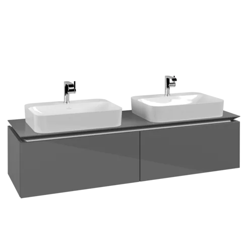 VILLEROY BOCH Legato toaletní skříňka, 2 výsuvy, 1600 x 380 x 500 mm, lesklá šedá / lesklá šedá #B76700FP