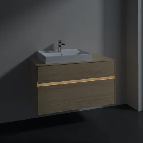 VILLEROY BOCH Toaletní skříňka Collaro, s osvětlením, 2 výsuvy, 1000 x 548 x 500 mm, severský dub / severský dub #C017B0VJ, obrázek 5