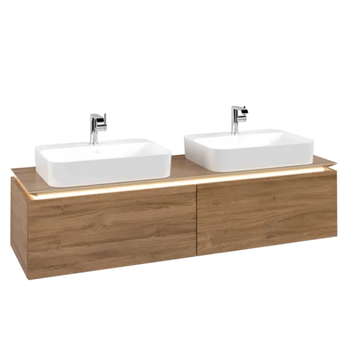 VILLEROY BOCH Legato toaletní skříňka, s osvětlením, 2 výsuvy, 1600 x 380 x 500 mm, dub Kansas / dub Kansas #B767L0RH
