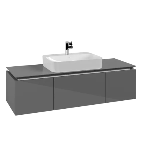 VILLEROY BOCH Legato toaletní skříňka, 3 výsuvy, 1400 x 380 x 500 mm, lesklá šedá / lesklá šedá #B75900FP