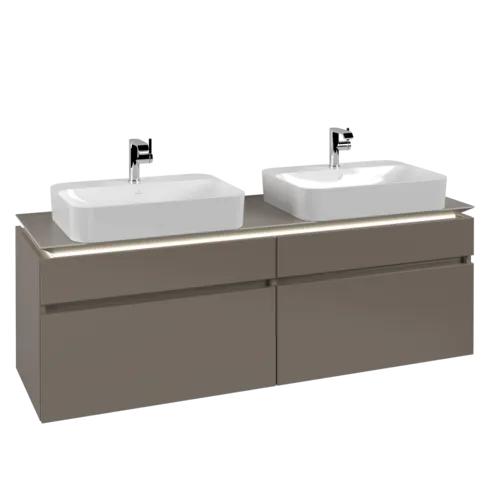 VILLEROY BOCH Legato toaletní skříňka, s osvětlením, 4 výsuvy, 1600 x 550 x 500 mm, Truffle Grey / Truffle Grey #B768L0VG