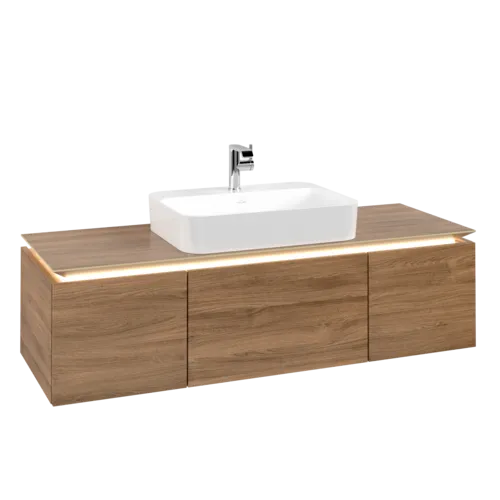 VILLEROY BOCH Legato toaletní skříňka, s osvětlením, 3 výsuvy, 1400 x 380 x 500 mm, dub Kansas / dub Kansas #B759L0RH