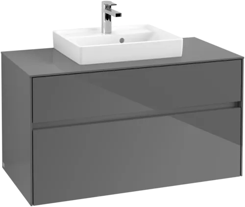 VILLEROY BOCH Toaletní skříňka Collaro, 2 výsuvy, 1000 x 548 x 500 mm, lesklá šedá / lesklá šedá #C01600FP