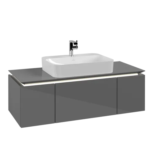 VILLEROY BOCH Legato toaletní skříňka, s osvětlením, 3 výsuvy, 1200 x 380 x 500 mm, lesklá šedá / lesklá šedá #B757L0FP