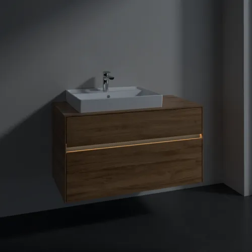 VILLEROY BOCH Umyvadlová skříňka Collaro, s osvětlením, 2 výsuvy, 1000 x 548 x 500 mm, dub Kansas #C017B0RH, obrázek 5