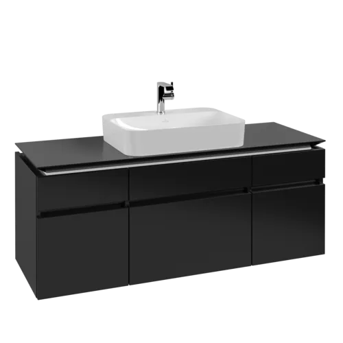VILLEROY BOCH Legato toaletní skříňka, 5 výsuvů, 1400 x 550 x 500 mm, černý matný lak / černý matný lak #B76000PD