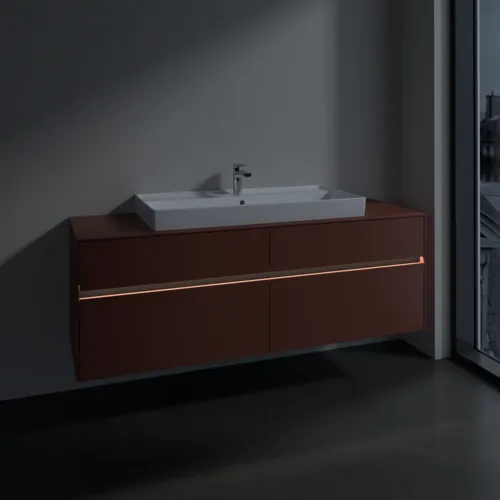 VILLEROY BOCH Toaletní skříňka Collaro, s osvětlením, 4 výsuvy, 1600 x 548 x 500 mm, Vínově červená / Vínově červená #C031B0AH, obrázek 5