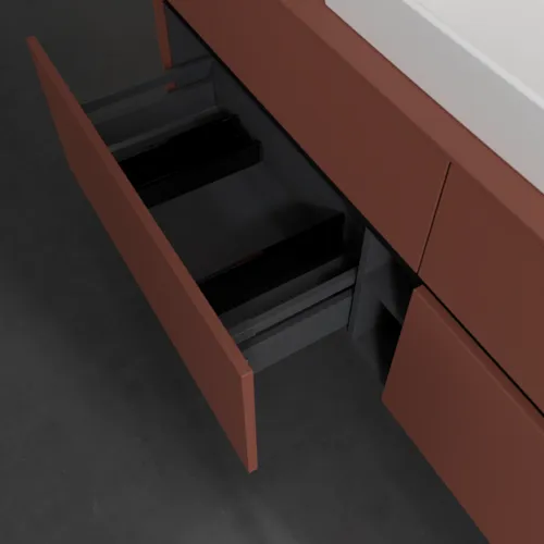 VILLEROY BOCH Toaletní skříňka Collaro, 4 výsuvy, 1600 x 548 x 500 mm, Vínově červená / Vínově červená #C02500AH, obrázek 6