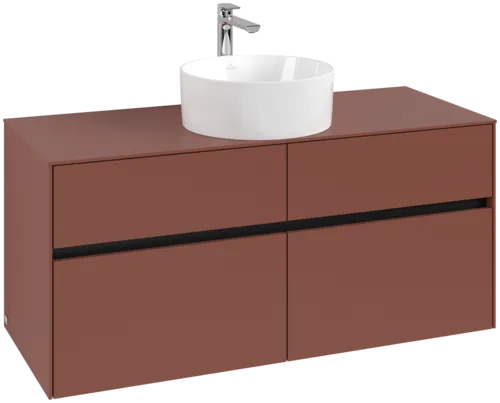 VILLEROY BOCH Toaletní skříňka Collaro, 4 výsuvy, 1200 x 548 x 500 mm, Vínově červená / Vínově červená #C04100AH