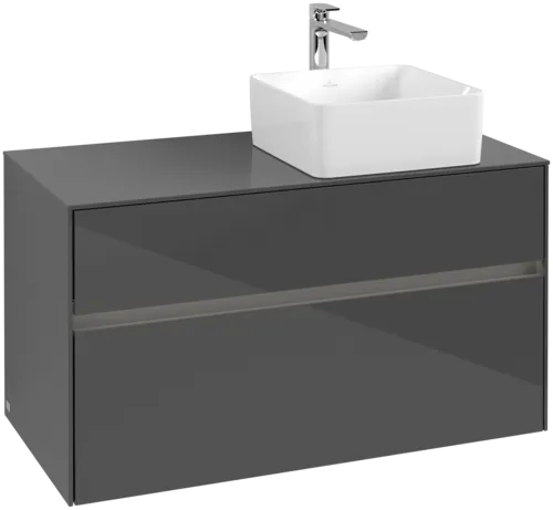 VILLEROY BOCH Toaletní skříňka Collaro, s osvětlením, 2 výsuvy, 1000 x 548 x 500 mm, lesklá šedá / lesklá šedá #C040B0FP