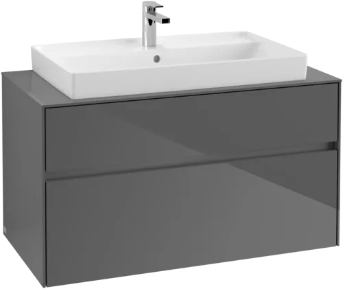 VILLEROY BOCH Toaletní skříňka Collaro, 2 výsuvy, 1000 x 548 x 500 mm, lesklá šedá / lesklá šedá #C02000FP