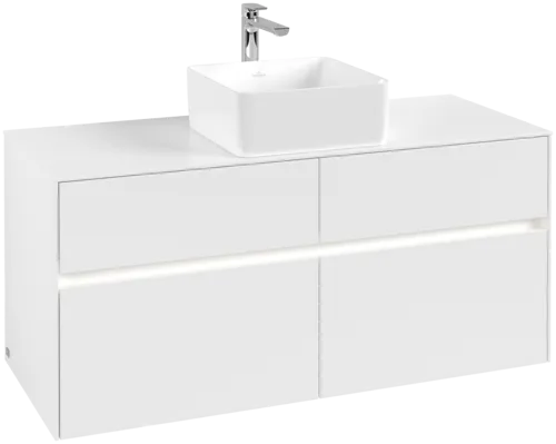 VILLEROY BOCH Collaro toaletní skříňka, s osvětlením, 4 výsuvy, 1200 x 548 x 500 mm, bílá matná / bílá matná #C041B0MS