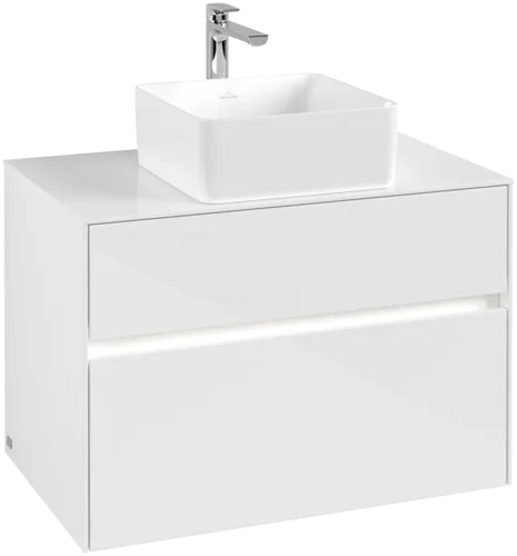 VILLEROY BOCH Toaletní skříňka Collaro, s osvětlením, 2 výsuvy, 800 x 548 x 500 mm, lesklá bílá / lesklá bílá #C037B0DH