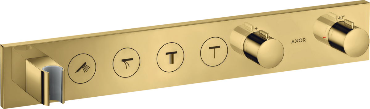 HANSGROHE AXOR ShowerSolutions Modul termostatu Select 600/90 s podomítkovou instalací, pro 4 spotřebiče #18357990 - leštěný vzhled zlata
