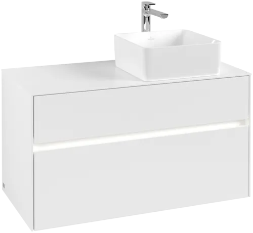 VILLEROY BOCH Collaro toaletní skříňka, s osvětlením, 2 výsuvy, 1000 x 548 x 500 mm, bílá matná / bílá matná #C040B0MS