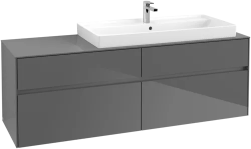 VILLEROY BOCH Toaletní skříňka Collaro, s osvětlením, 4 výsuvy, 1600 x 548 x 500 mm, lesklá šedá / lesklá šedá #C030B0FP