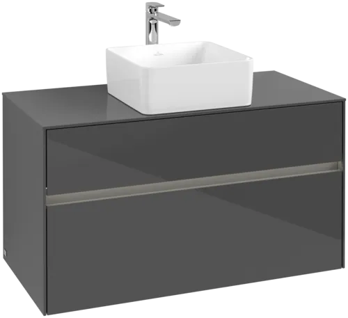 VILLEROY BOCH Toaletní skříňka Collaro, s osvětlením, 2 výsuvy, 1000 x 548 x 500 mm, lesklá šedá / lesklá šedá #C038B0FP