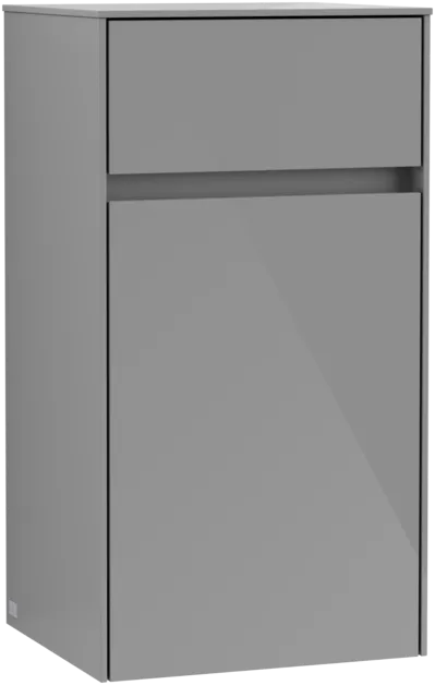 VILLEROY BOCH Boční skříňka Collaro, 1 dveře, 1 zásuvka, 404 x 748 x 349 mm, lesklá šedá / lesklá šedá #C03200FP