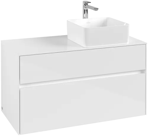VILLEROY BOCH Umyvadlová skříňka Collaro, 2 zásuvky, 1000 x 548 x 500 mm, lesklá bílá / lesklá bílá #C04000DH
