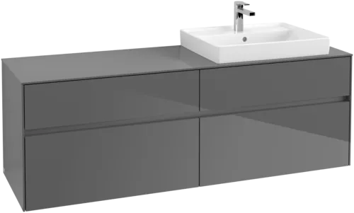 VILLEROY BOCH Toaletní skříňka Collaro, s osvětlením, 4 výsuvy, 1600 x 548 x 500 mm, lesklá šedá / lesklá šedá #C023B0FP