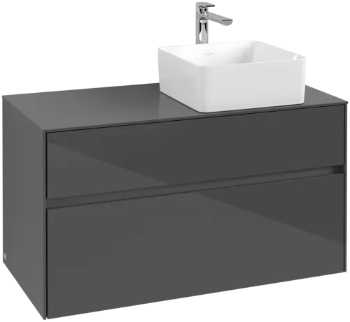 VILLEROY BOCH Toaletní skříňka Collaro, 2 výsuvy, 1000 x 548 x 500 mm, lesklá šedá / lesklá šedá #C04000FP