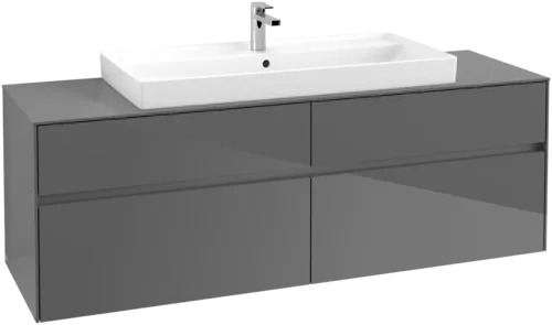 VILLEROY BOCH Toaletní skříňka Collaro, s osvětlením, 4 výsuvy, 1600 x 548 x 500 mm, lesklá šedá / lesklá šedá #C031B0FP