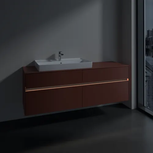 VILLEROY BOCH Toaletní skříňka Collaro, s osvětlením, 4 výsuvy, 1600 x 548 x 500 mm, Vínově červená / Vínově červená #C026B0AH, obrázek 5