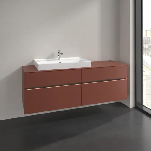 VILLEROY BOCH Toaletní skříňka Collaro, s osvětlením, 4 výsuvy, 1600 x 548 x 500 mm, Vínově červená / Vínově červená #C026B0AH, obrázek 2