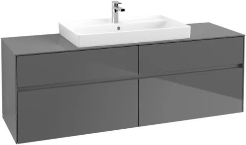 VILLEROY BOCH Toaletní skříňka Collaro, s osvětlením, 4 výsuvy, 1600 x 548 x 500 mm, lesklá šedá / lesklá šedá #C028B0FP