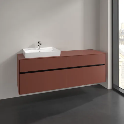 VILLEROY BOCH Toaletní skříňka Collaro, 4 výsuvy, 1600 x 548 x 500 mm, Vínově červená / Vínově červená #C02200AH, obrázek 2