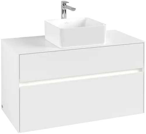 VILLEROY BOCH Collaro toaletní skříňka, s osvětlením, 2 výsuvy, 1000 x 548 x 500 mm, bílá matná / bílá matná #C038B0MS