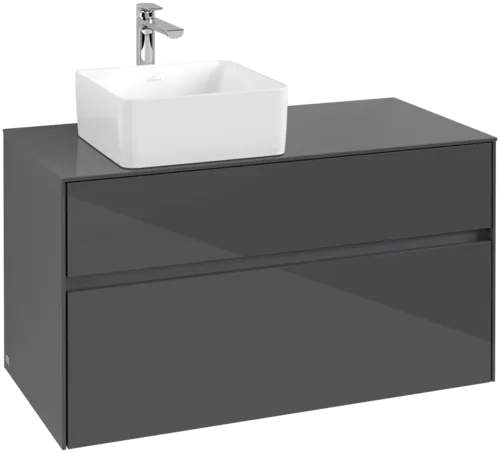 VILLEROY BOCH Toaletní skříňka Collaro, 2 výsuvy, 1000 x 548 x 500 mm, lesklá šedá / lesklá šedá #C03900FP