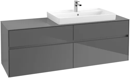 VILLEROY BOCH Toaletní skříňka Collaro, s osvětlením, 4 výsuvy, 1600 x 548 x 500 mm, lesklá šedá / lesklá šedá #C027B0FP
