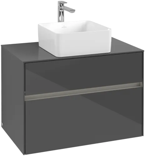 VILLEROY BOCH Toaletní skříňka Collaro, s osvětlením, 2 výsuvy, 800 x 548 x 500 mm, lesklá šedá / lesklá šedá #C037B0FP