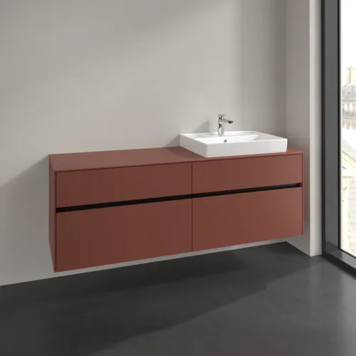 VILLEROY BOCH Toaletní skříňka Collaro, 4 výsuvy, 1600 x 548 x 500 mm, Vínově červená / Vínově červená #C02300AH, obrázek 2