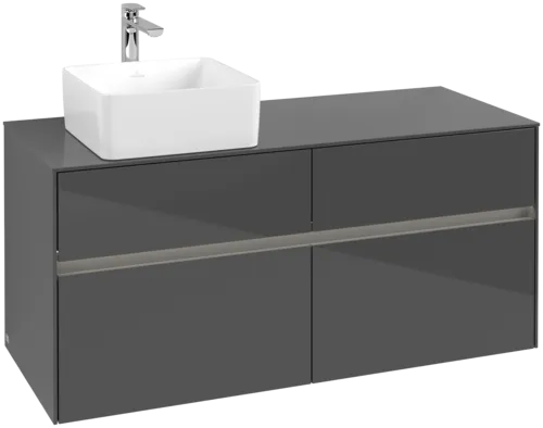 VILLEROY BOCH Collaro toaletní skříňka, s osvětlením, 4 výsuvy, 1200 x 548 x 500 mm, lesklá šedá / lesklá šedá #C042B0FP